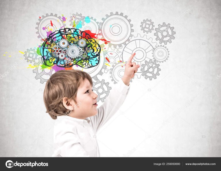 Qué es el TDAH en niños y cómo identificar sus síntomas 11 nino pensativo con dibujos de cerebros coloridos