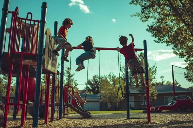 ninos jugando en parque inclusivo alegre