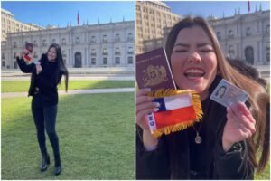 persona feliz mostrando carnet chileno