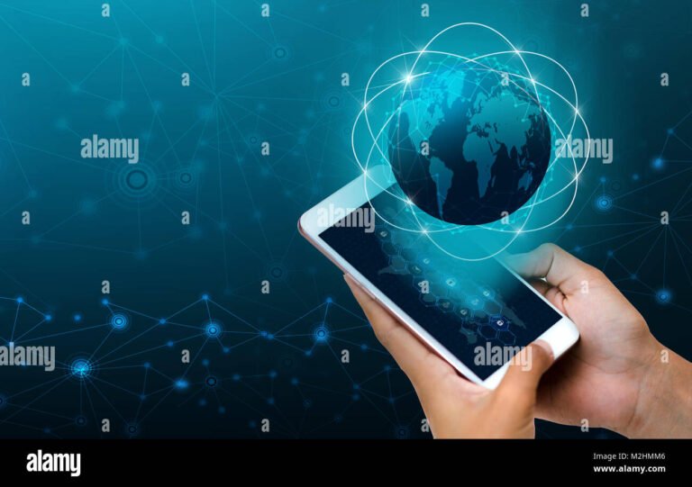 telefono con mapa de conexiones digitales